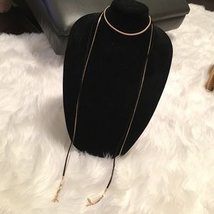 Gold and black choker wrap around style necklace